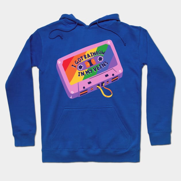 I Got Rainbow In My Veins, Cassette Mixtape Retro Vintage Hoodie by waltzart